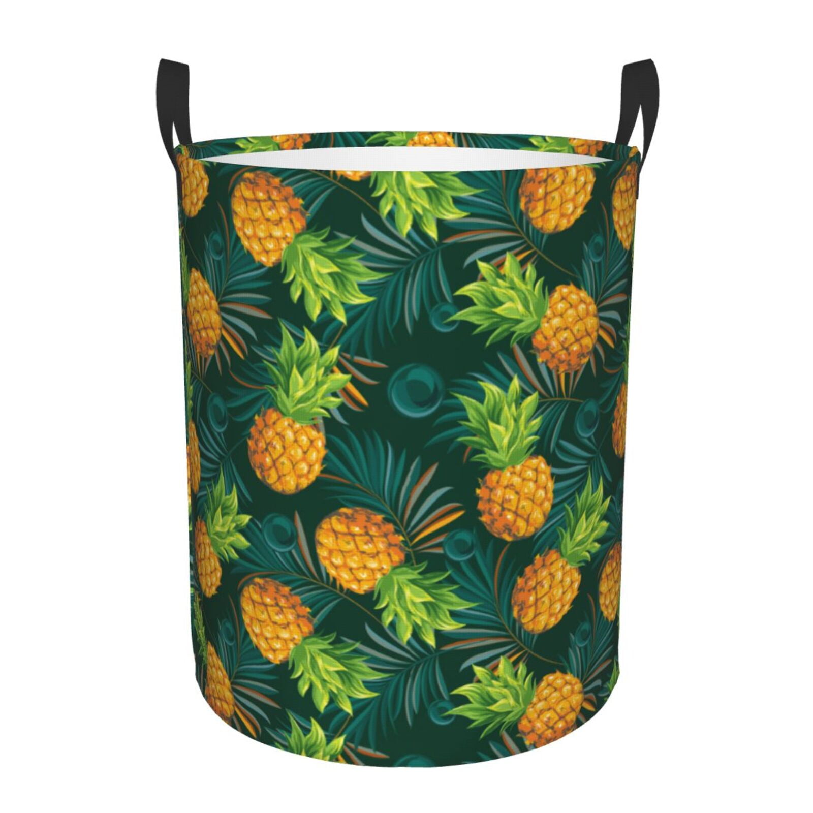 Green Pineapple Print Laundry Basket