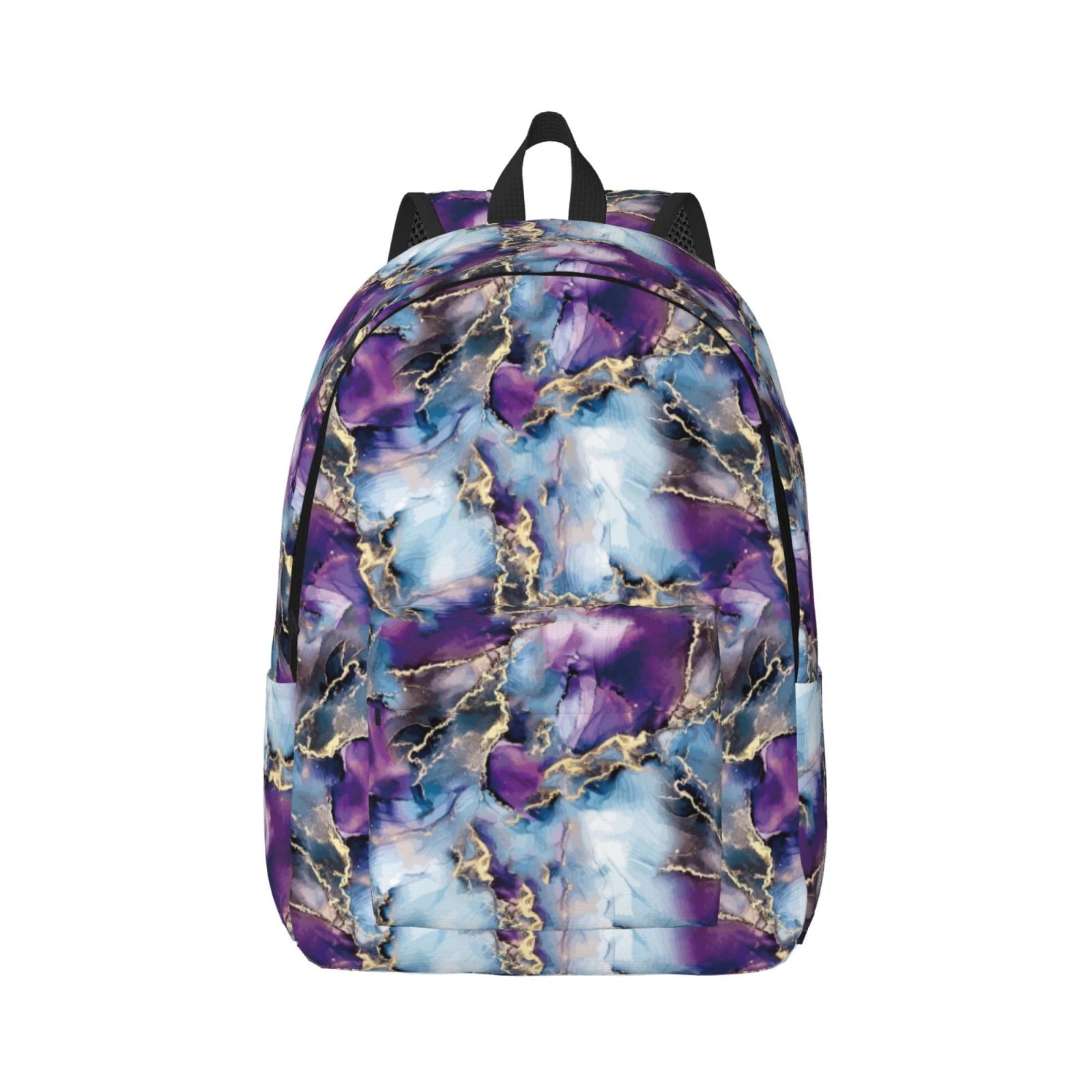 Qokaie Purple Marble Texture Pattern Canvas Backpack Travel Daypack ...