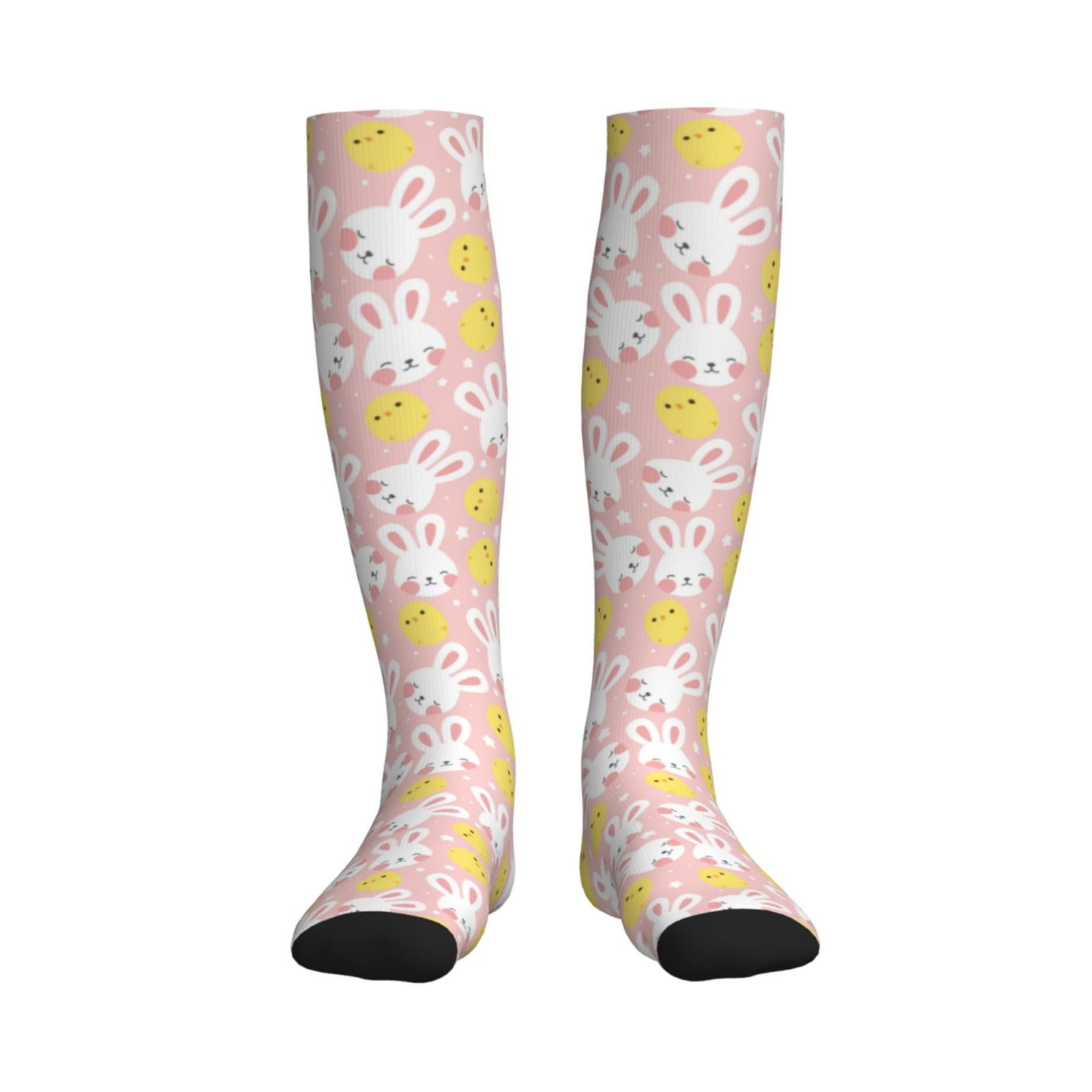 Qokaie Rabbit And Chick Drawing Sports Compression Socks - Comfortable ...