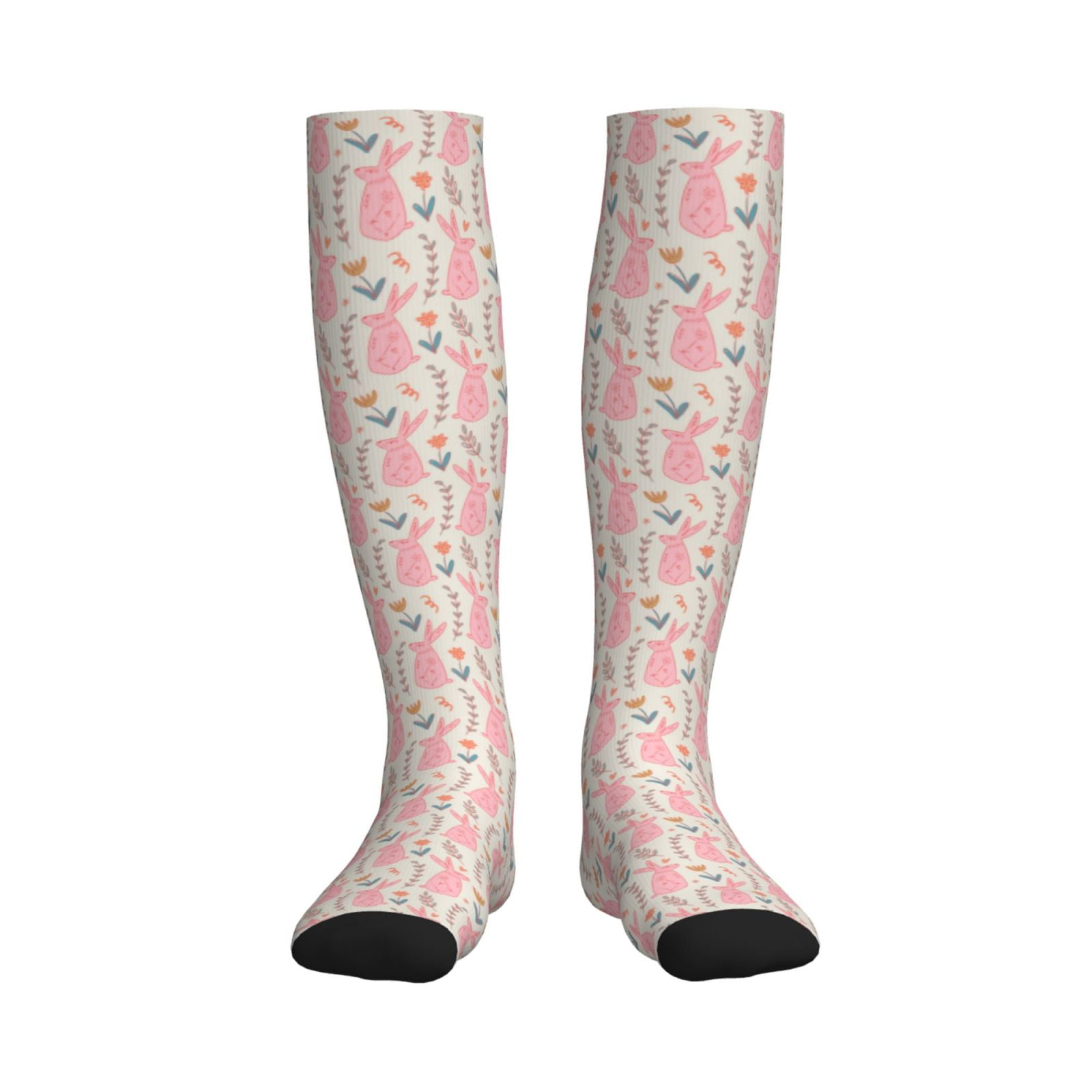 Qokaie Rabbit Drawing Sports Compression Socks - Comfortable ...