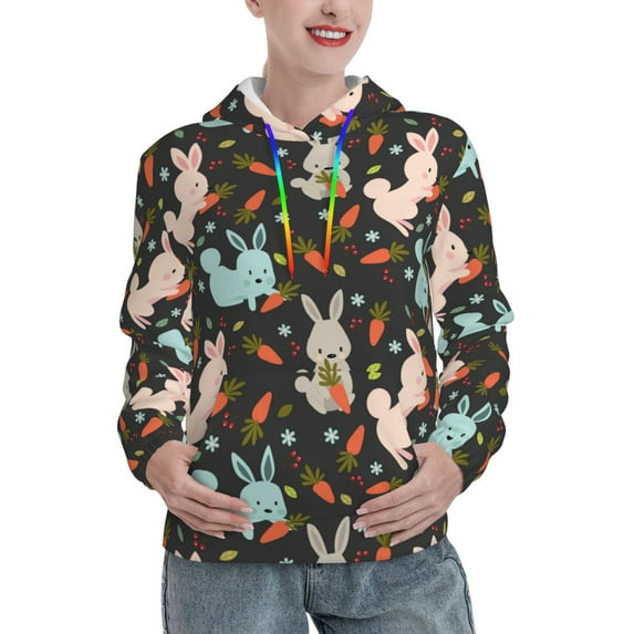 Haiem Rabbit Is Eating Carrots for Men's Fashion Hoodies & Sweatshirts with Kangaroo Pocket,Hooded Sweatshirt with Eye-catching Drawstrings-Medium