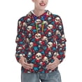thumbnail image 1 of Haiem Skull red flower blue for Men's Fashion Hoodies & Sweatshirts with Kangaroo Pocket,Hooded Sweatshirt with Eye-catching Drawstrings-Large, 1 of 7