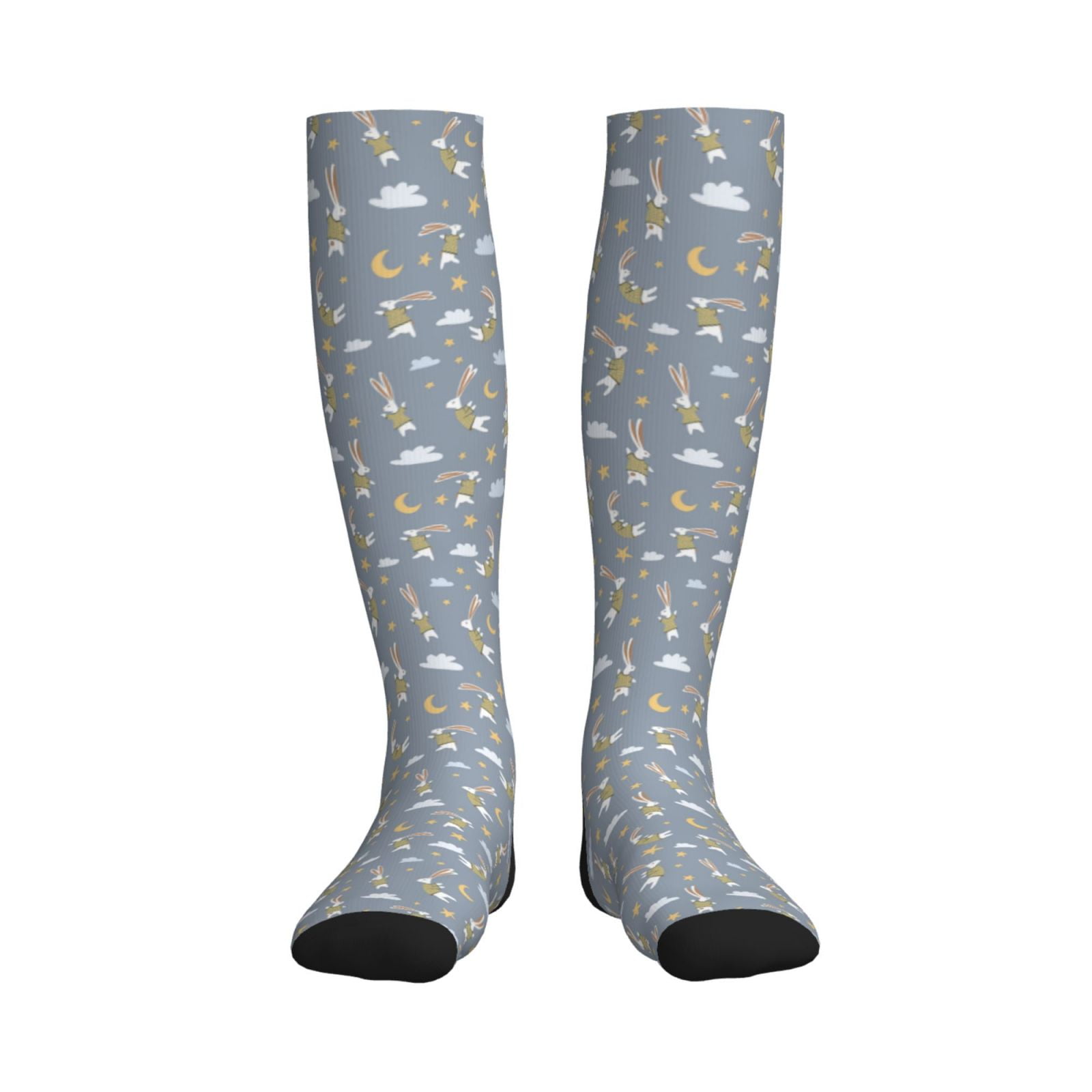 Qokaie Sleep Rabbit Drawing Sports Compression Socks - Comfortable ...
