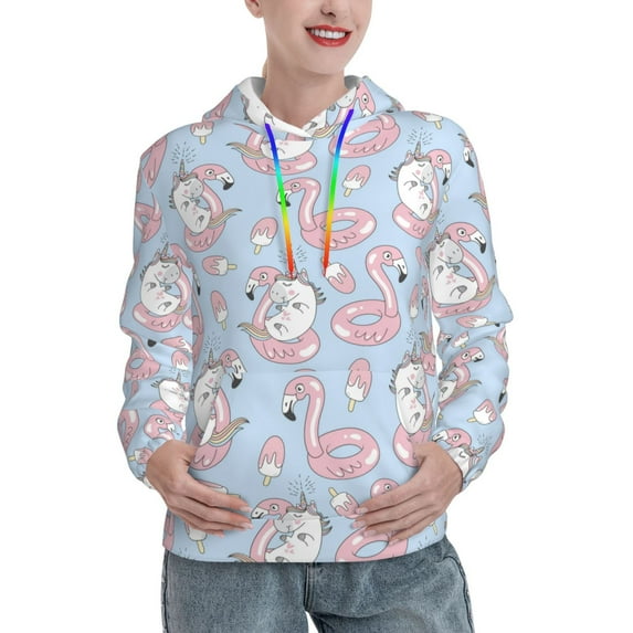 Haiem Summer Cute Unicorns for Men's Fashion Hoodies & Sweatshirts with Kangaroo Pocket,Hooded Sweatshirt with Eye-catching Drawstrings-Medium