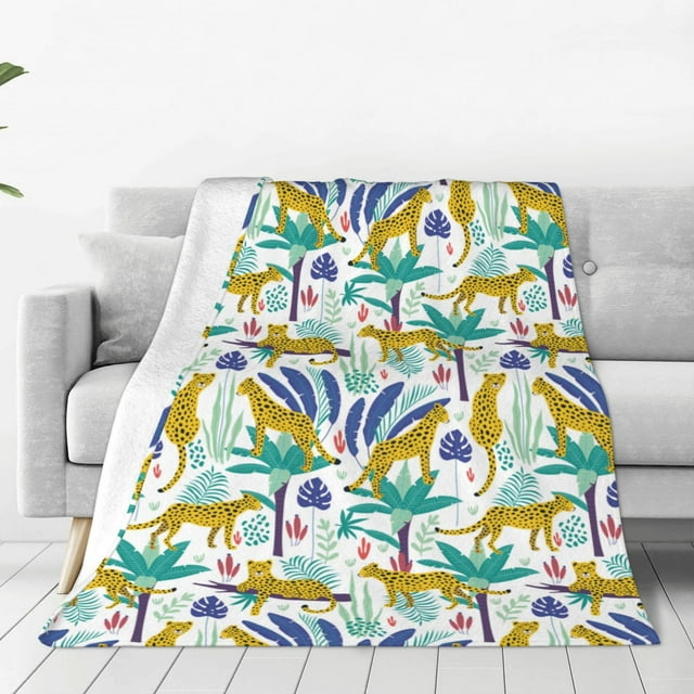 Qokaie Summer Leopard Soft Cozy Plush Fleece Throw Blanket ,Fuzzy