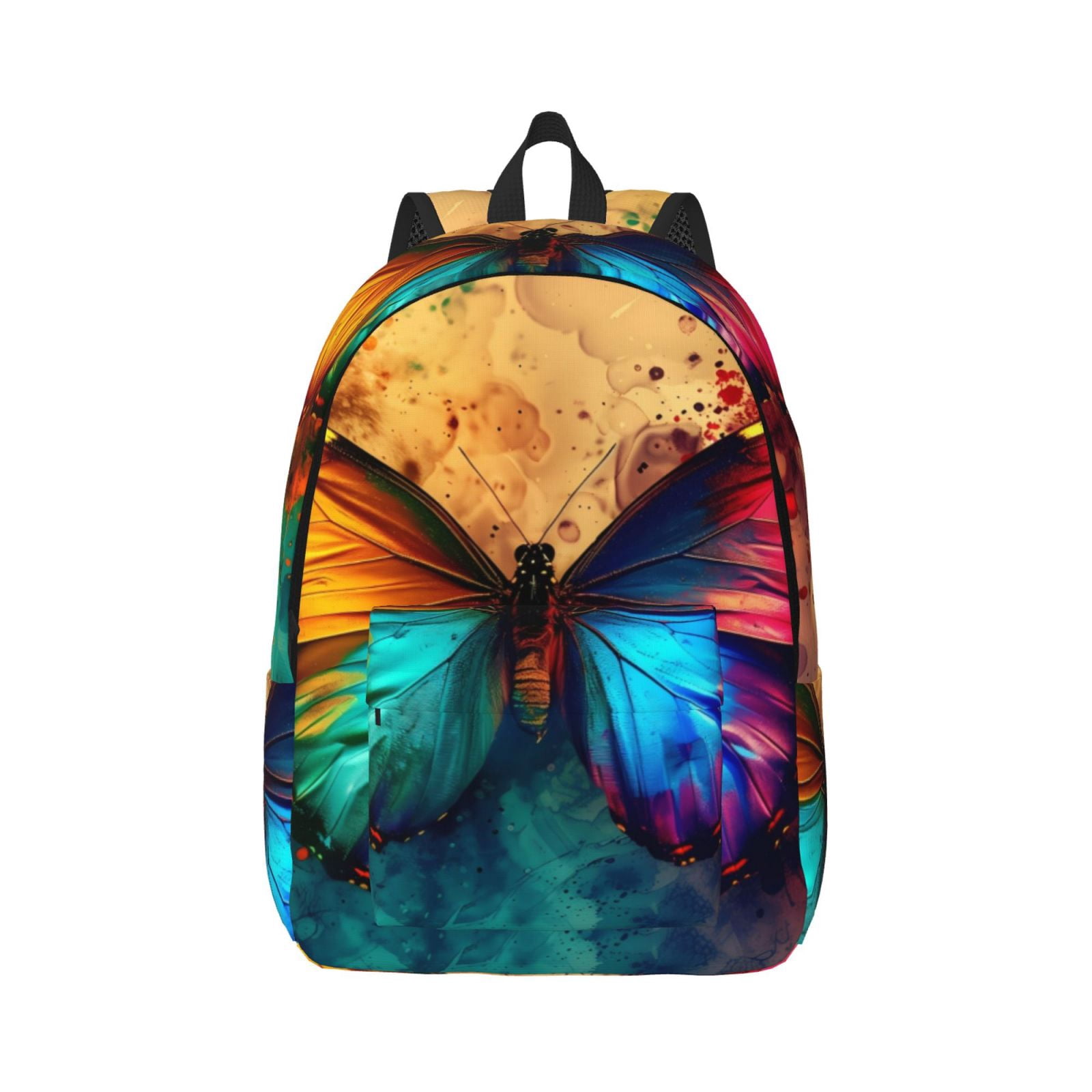 Butterfly Raffines Rucksack Qokaie Vibrant Rainbow Butterfly A Pattern Canvas Backpack Travel ...