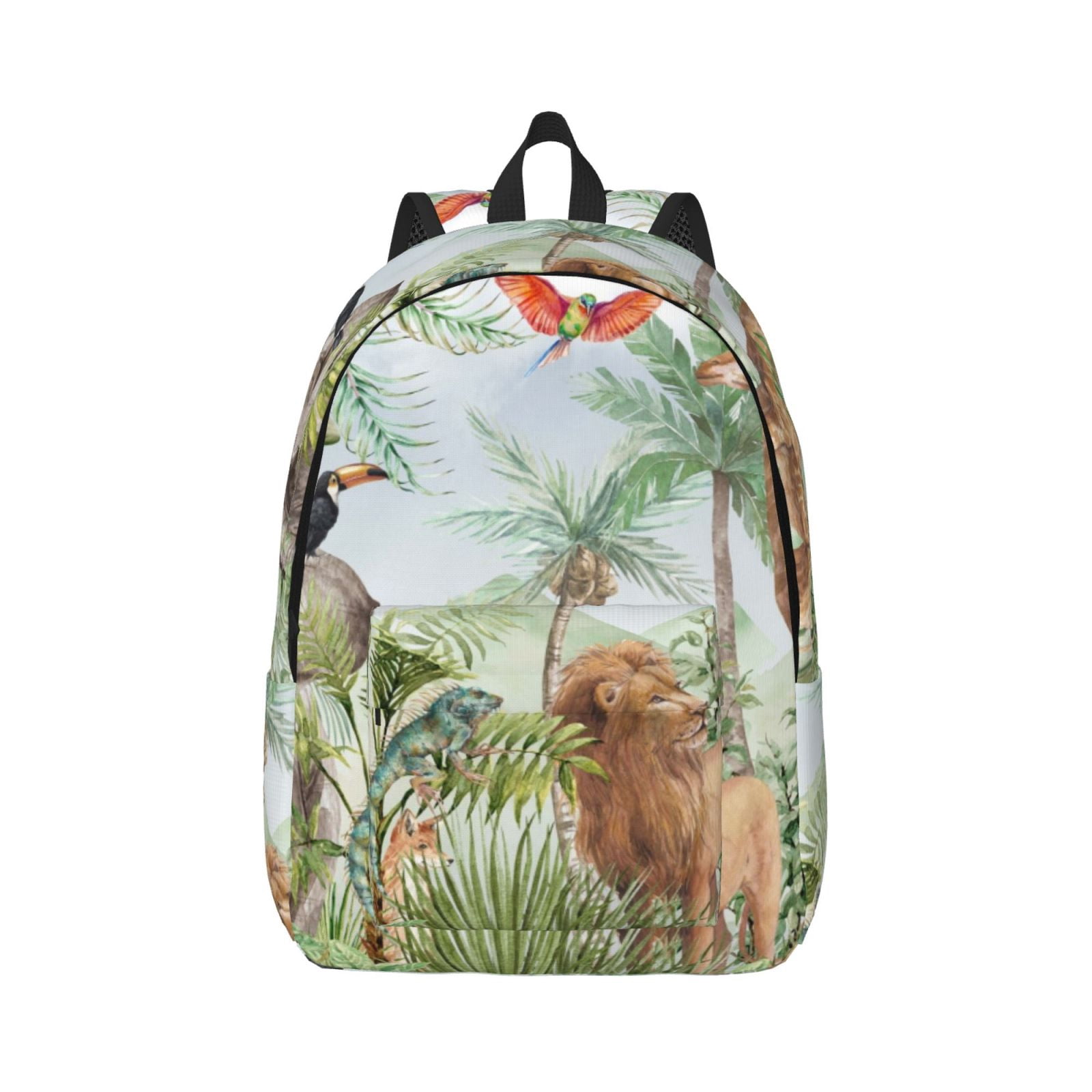 Animal Rucksack Qokaie Watercolor African Animals Wildlife Pattern Canvas Backpack ...