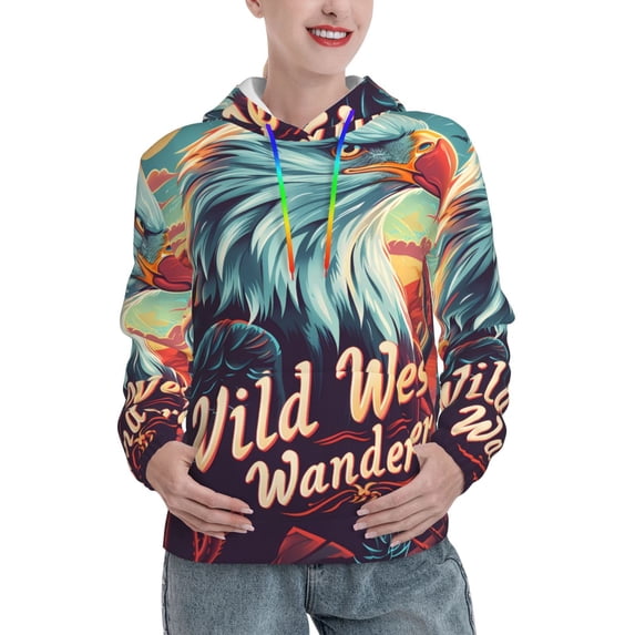 Haiem Western Style Bald Eagle for Men's Fashion Hoodies & Sweatshirts with Kangaroo Pocket,Hooded Sweatshirt with Eye-catching Drawstrings-X-Large
