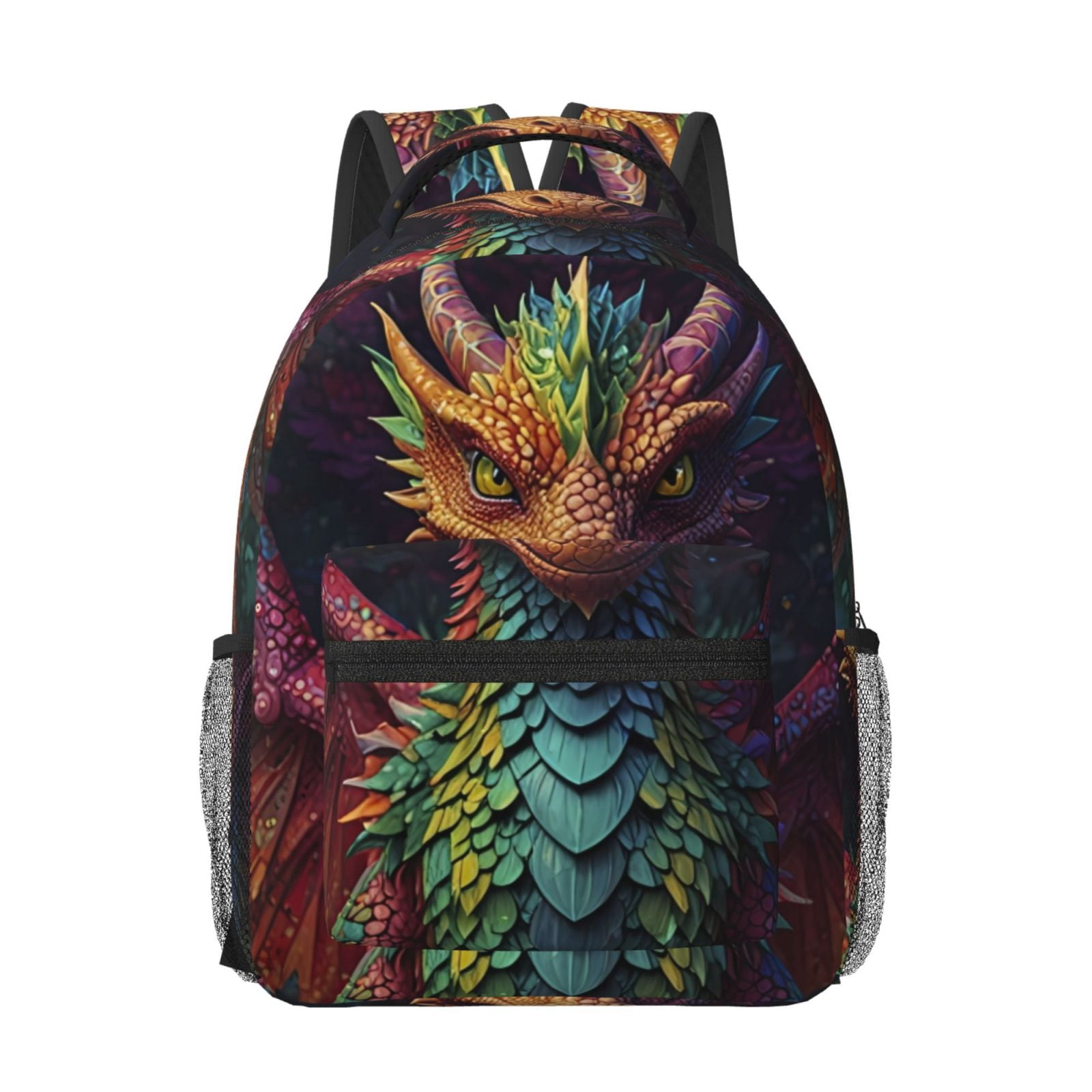 Qokaie Whimsical Dragon Color Cool Style School Backpack Travel Bag for ...