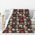 thumbnail image 1 of Qokaie rock record Skull Drawing Flannel Blanket , Luxurious Ultra Soft and Warm, Anti-Pilling, Wrinkle-Resistant Throw for Bed, Sofa, Camping-60"x50"(Vertical style), 1 of 6