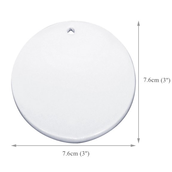 Qomolangma 100 Pack 3in Round Two Sided Ceramic Sublimation Blanks Holiday Ornament, Christmas Tree Hanging Ornaments