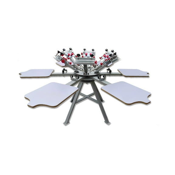Qomolangma 6 Color 6 Station Silk Screen Printing Press Machine with Micro Registration