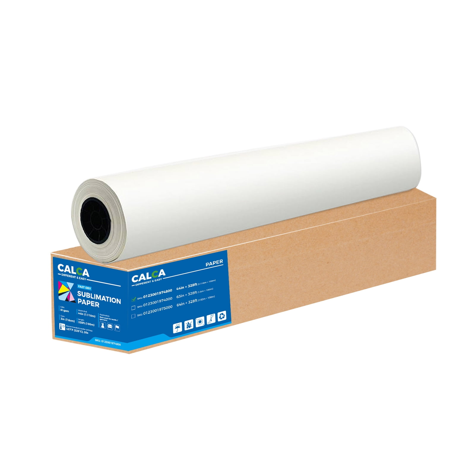 Qomolangma 81gsm 44in x 328ft Textile Dye Sublimation Paper for Heat Transfer Printing 3in Core