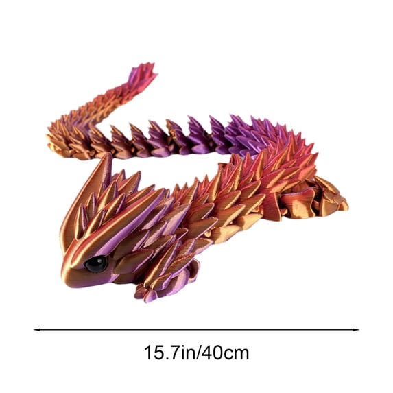 Qonioi 12 Inch Movable Joints Crystal Dragon Ornament, Advanced Printing Technology High Detail Simulation Dragon Figures, Unique Gift Home Decor for Collectors Display Shelf