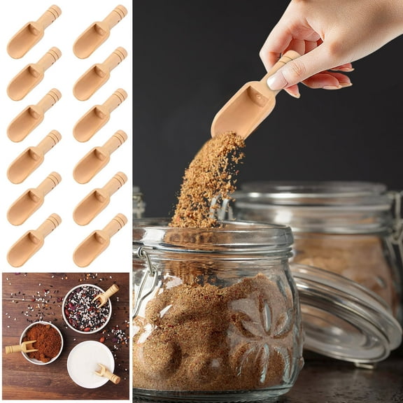 Qonioi 12 PCS Wooden Mini Spoons, Solid Wood Measuring Spoons for Bath Tea Coffee, Wooden Spoons, Mini Spoons