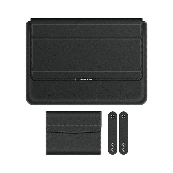 Qonioi 13-14 Inch Laptop Sleeve with Stand, Universal Leather Laptop Bag Case, Portable Magnetic Closure Computer Storage Bag for MacBook Pro Air