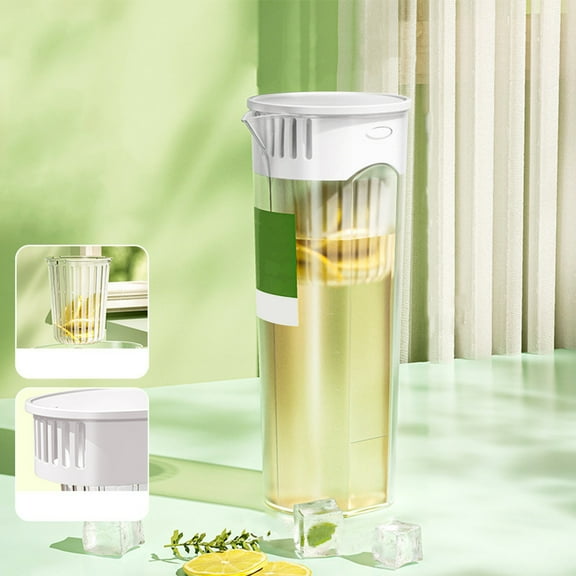 Qonioi 1L Cold Beverage Pitcher, Refrigerator Drink Container for Iced Tea Lemonade, Plastic Pitcher with Handle Lid