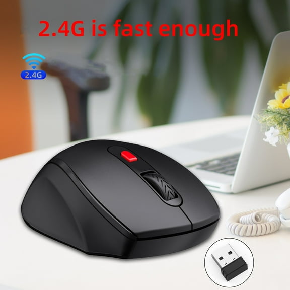 Qonioi 2.4G Wireless Game Mouse with 1600DPI, USB Rechargeable Optical Computer Mouse for PC, 6-Key Gaming Peripheral