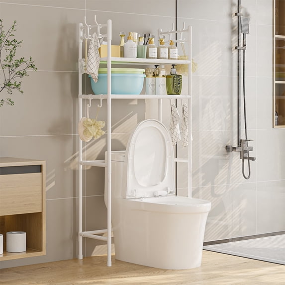 Qonioi 2-Layer Bathroom Storage Rack, Above Toilet Stainless Steel Shelving Unit, Bathroom Organization Storage Shelf