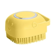 Qonioi 2-in-1 Pet Bath Massage Brush, Shampoo Dispenser with Soft Bristles, Grooming Shower Tool for Dogs Cats