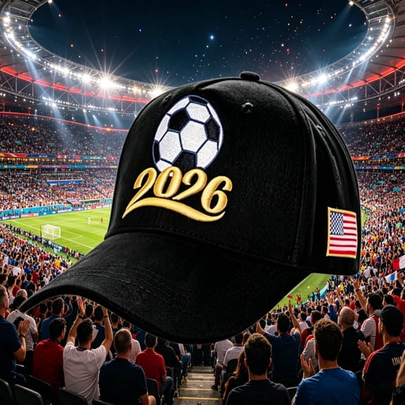 Qonioi 2026 Football Flat Cap, Breathable Knit Cotton Baseball Hat for Game Day, Adjustable Soccer Cap with USA Flag Patch for Sports Fans