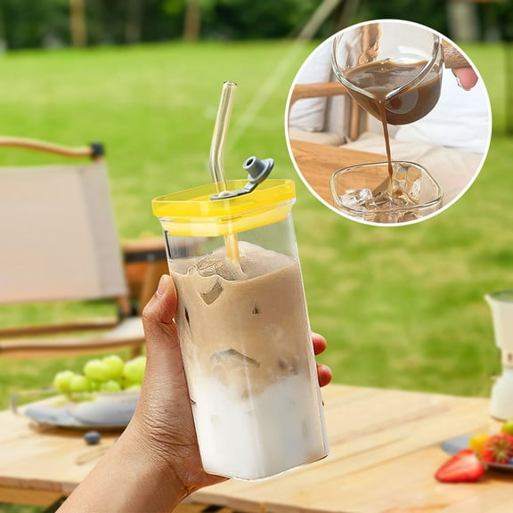 Qonioi 350ml Glass Coffee Mug, Elegant Milk Tea Drinking Cup, Clear Beverage Glass, Hot Cold Drink Glass
