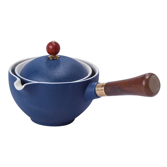 Qonioi 360 Degree Rotating Kung Fu Tea Set, Semi-Automatic Porcelain Teapot with Ceramic Tray, Traditional Chinese Gongfu Tea Maker for Home Use and Gift