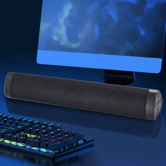 Qonioi 4-Unit Sound Bar, Wireless Bluetooth Speaker with Subwoofer, HiFi Stereo Desktop Speaker, Supports TF Card USB AUX FM Radio for Home Theater PC TV