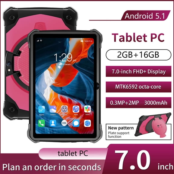 Qonioi 7 Inch Tablet, HD IPS Screen WiFi Bluetooth Android Tablet, Portable Learning Tablet for Kids Games Videos GPS Navigation