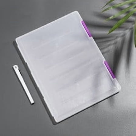 Qonioi A4 Transparent Storage Box, Clear Plastic Document File Organizer with Secure Lid, Paper Case Storage Container