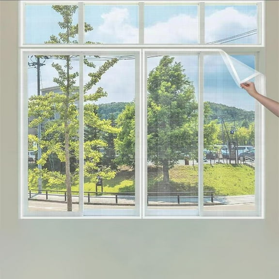 Qonioi Adjustable DIY Window Screen, Mesh Screen with White Frames for House Windows, Window Mesh, Insect Screen