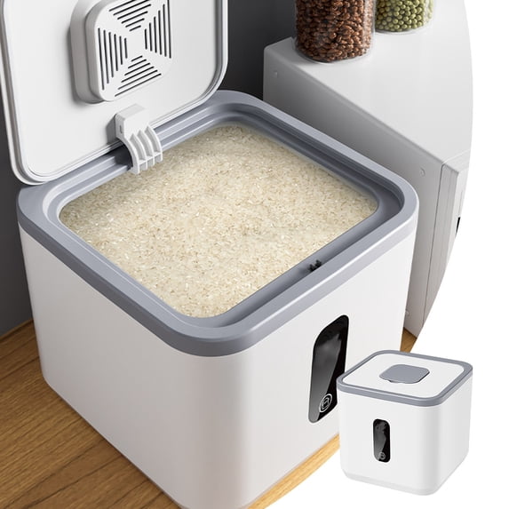 Qonioi Airtight Rice Dispenser, Large Capacity Cereal Grain Flour Storage Container with Lid, Sealed Kitchen Food Bucket for Countertop Pantry Organization