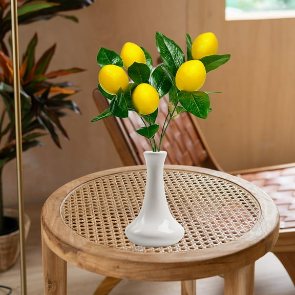 Qonioi Artificial Lemon Branch, Foam Lemon Fruit Green Plant Decor for Home, Realistic Table Centerpiece