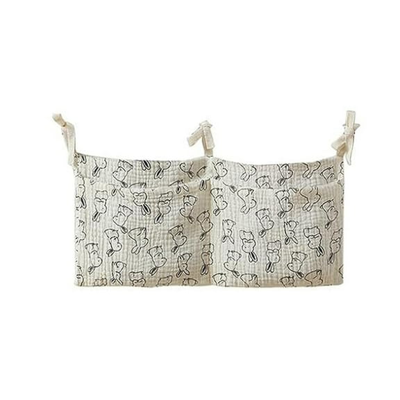 Qonioi Baby Crib Storage Bag, Hanging Organizer with Multiple Pockets for Bedside Nursery, Storage Organizer, Diaper Holder