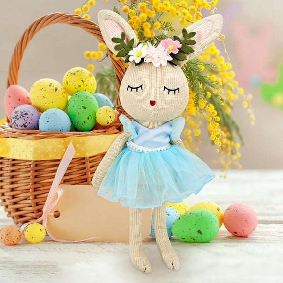 Qonioi Ballerina Bunny Stuffed Animal, 40cm Plush Doll with Tutu Outfit for Easter Birthday, Soft Cotton Filled Toy Gift