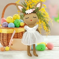 Qonioi Ballerina Bunny Stuffed Animal, 40cm Plush Doll with Tutu Outfit for Easter Birthday, Soft Cotton Filled Toy Gift