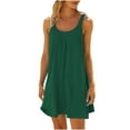 thumbnail image 1 of Qonioi Beach Dresses for Women, Women's Beach Dress Bikini Beachwear Coverups Casual Vacation Short Summer Halter Dresses Sleeveless Crew Neck Dresses Sun Dress, Vacation Outfits for Women Green,S, 1 of 6