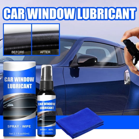 Qonioi Car Window Lubricant 60ml, Noise Reduction Spray for Glass Track, Automotive Sunroof Lubricant with -Squeak Formula for Car Maintenance
