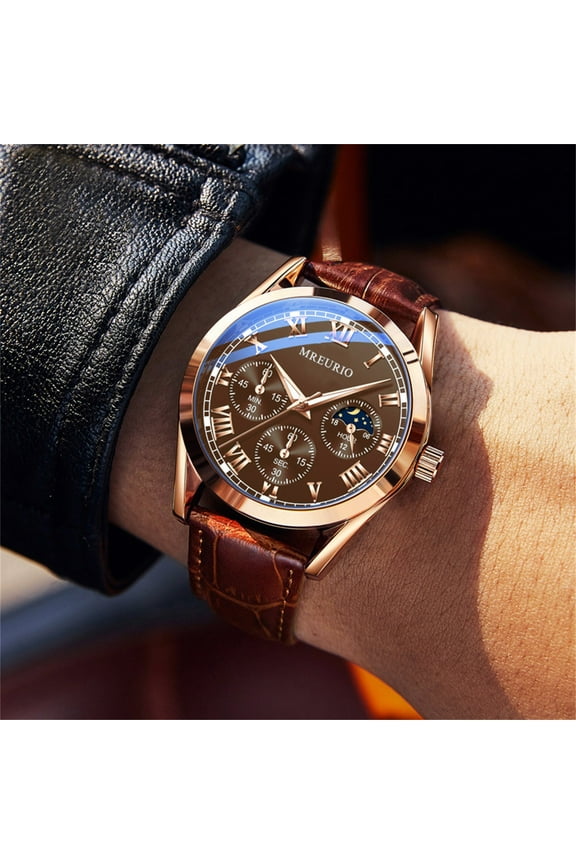 Casual Quartz Watch, Leather Strap Multi-Disc Design Bracelet Watch with Anti-Scratch Dial, Fashion Leisure Style Wristwatch for Men and Women, Alloy Case Needle Buckle Timepiece for Daily