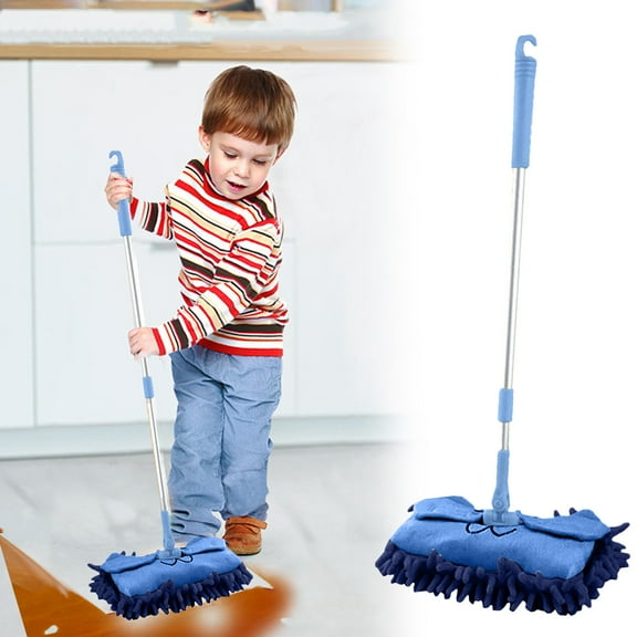 Qonioi Children's Microfiber Mop, Detachable 360° Rotation Mini Cleaning Mop for Kids, Toy Mop, Small Floor Mop