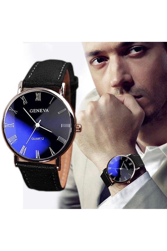 Classic Faux Leather Men's Quartz Watch, Stainless Steel Case Analog Business Watch, Men's Wrist Watch Timepiece