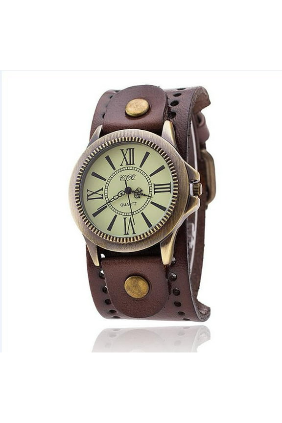 Classic Leather Watch, Quartz Analog Timepiece for Men Women, Vintage Style Watch, Dress Wristwatch