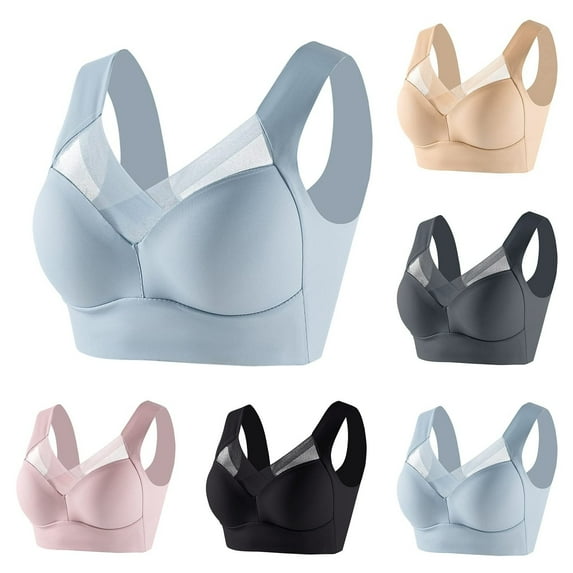 Xihbxyly Bras Women's Sports Bras, Women's Strapless Lace Vest Underwear with Thin Side Collection and Daily Bra Everydays Bra Light Blue XXXL