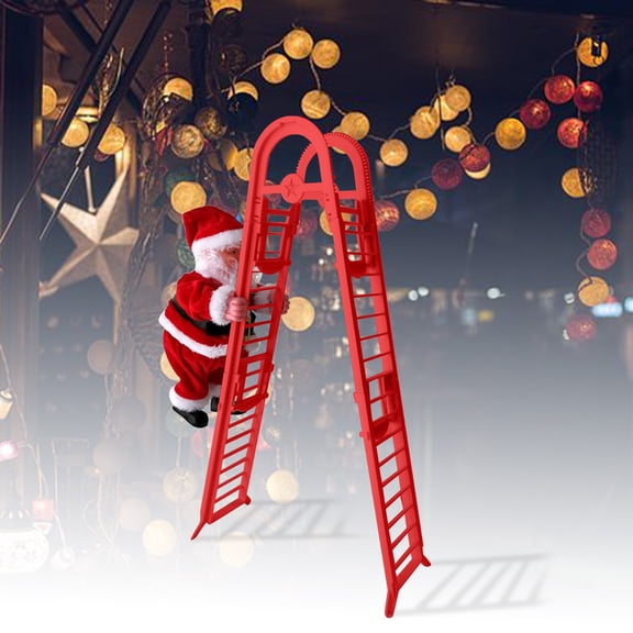 Qonioi Climbing Ladder Santa Claus Christmas Figurine, Double Track Climbing Santa Doll with Motion, Hanging Ornament for Christmas Party Home Decor