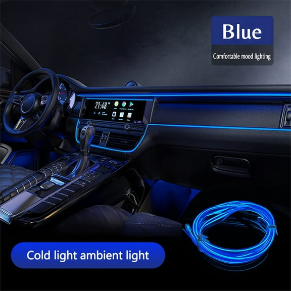 Qonioi Cold Lamp EL Luminous Car LED Lamp, 3 Meters Flexible LED Strip for Car Interior Home Decoration, LED Light Strip Car Accent Light
