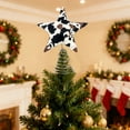 thumbnail image 1 of Qonioi Cow Pattern Tree Topper, Pentagram Christmas Tree Decoration with Metal Spring, Festive Holiday Topper, 1 of 7