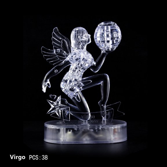 Qonioi Crystal Puzzle Jigsaw with LED Light, 12 Astrology Signs Transparent Puzzle for Home Decor, LED Crystal Puzzle, Zodiac Puzzle Game