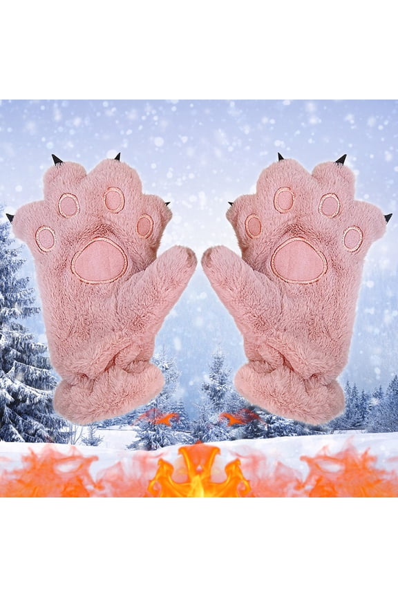 Cute Animals Paw Gloves, Full Finger Pet Claw Bear Palm Gloves for Cold Weather, Winter Warmth Protection Cozy Handwear for Women Men Kids