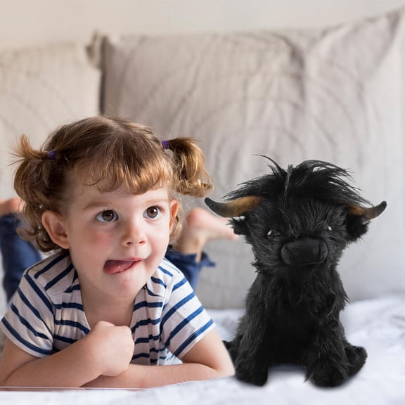 Qonioi Cute Simulation Yak Stuffed Toy, Long Hair Cow Doll with Weighted Feet for Toys Home Decor, Plush Yak Stuffed Animal Toy