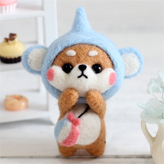 Qonioi DIY Dog Wool Felts Kit, Cute Dog Pattern Poke Wool Production Package, Needle Felting Craft Kit, Handmade Felt Craft